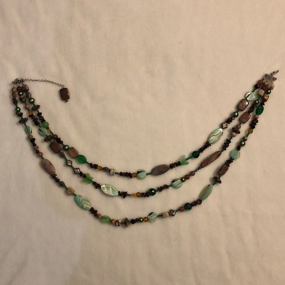 Betsy Michaels Jasper Glass Necklace - Picture 1 of 7